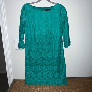 Jessica Howard Teal Lace Long Sleeve Dress